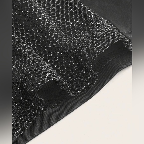 SHEIN| Plus Contrast Mesh Flare Pants - Picture 3 of 3